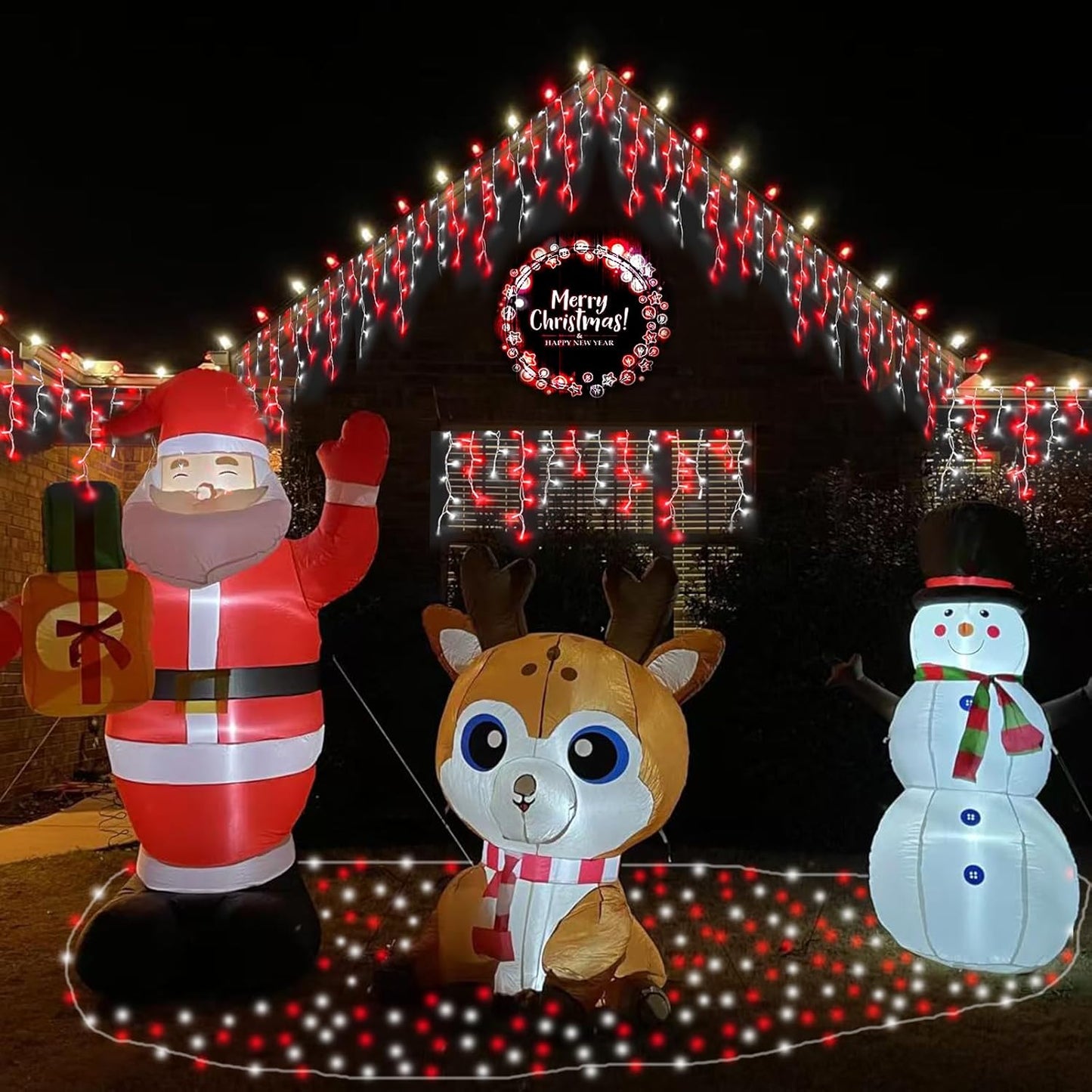 YEGUO 66ft 800 LED Red and White Icicle Lights Outdoor Waterproof, 160 Drops Icicle String Lights Connectable, 8 Modes Icicle Christmas Lights with Memory Timer