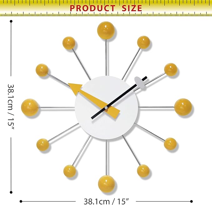 Infinity Instruments LTD. Orb Spoke Starburst Wall Clock, Saffron, 15"