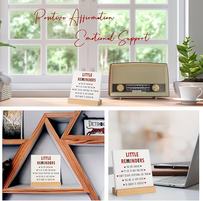 Inspirational Decor Motivational Christmas Gifts for women Friends, Positive Mental Health Gifts for Her Teenage Girls Boys You are Enough Encouragement Plaque Little Reminders for Office Home
