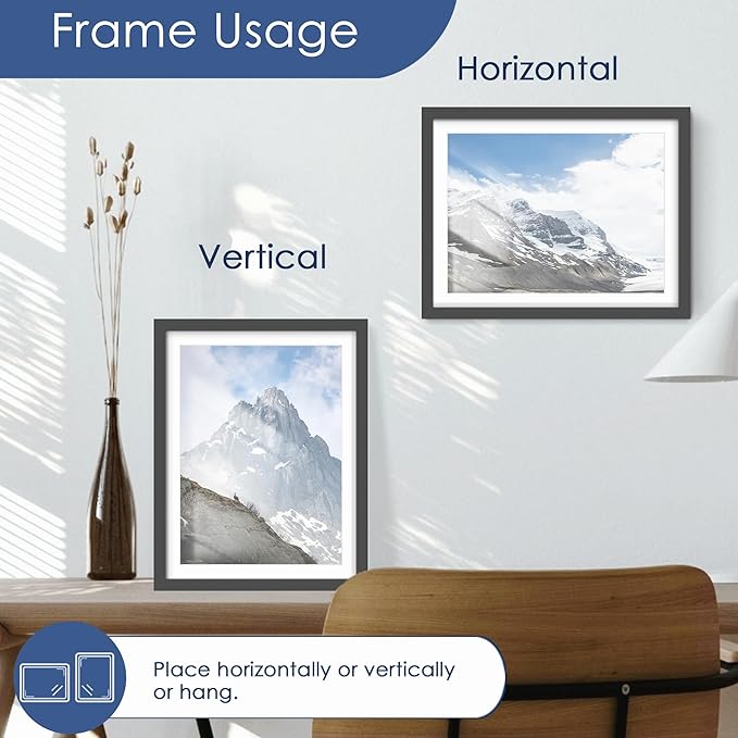PEALSN 10x13 Picture Frames Set of 6, Display Pictures 9x12 with Mat or 10x13 without Mat for Wall Mounting or Table Top, Photo Frames Collage for Wall Decor, Black.