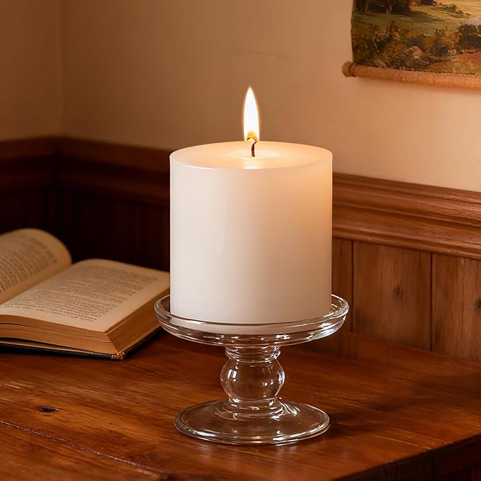 4x4 Inch White Pillar Candles, 2 Packs, 200-Hours Long Burning Time Totally, Unscented Large White Candles for Mantel Decor, Home Holiday Table Decor, Smokeless & Dripless
