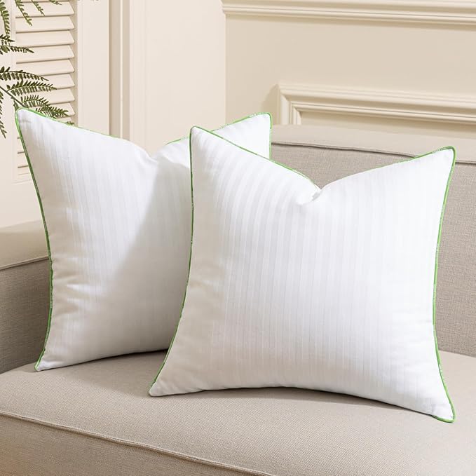 Ashler Home Deco Synthetic Down Pillow Inserts, 26x26 Down Alternative Throw Pillows Insert Sleeping Pillows with 100% Cotton Cover Decorative Pillow Stuffer for Sofa, Couch Bed(Set of 2, White)
