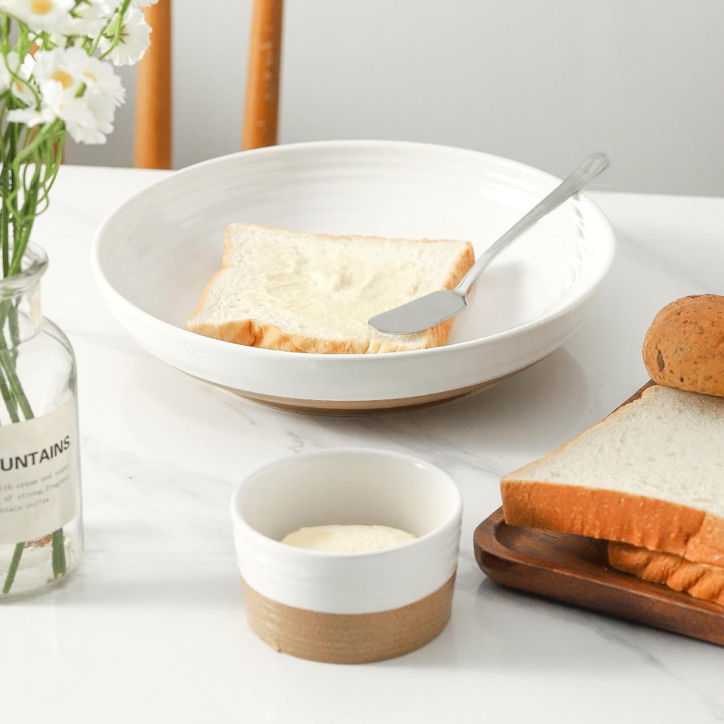 Pasta Bowls 32 OZ,Ceramic Salad Serving Bowls Set of 2,Large 8.7 inch Shallow Bowls Plates for Fruit,Noodle,Dinner,Soup Bowls for Christmas Gift,Dishwasher & Microwave Safe,White