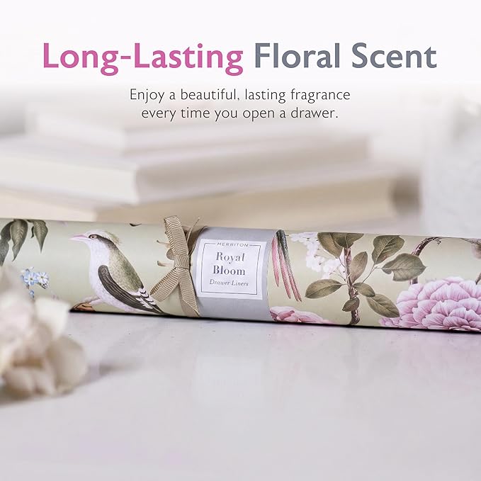 Scented Drawer Liners for Dresser Fragrant Paper Liner for Drawers Cabinet Shelf Linen Closet and Kitchen Scent Liners Non Adhesive (Royal Bloom)