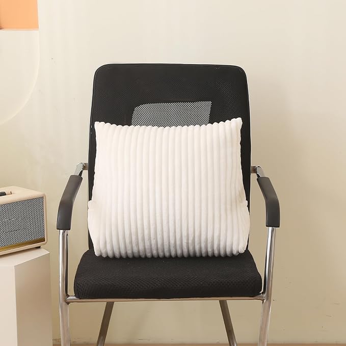 Corduroy Wedge Reading Pillow for Bed, 3 Sizes, 4 Colors for Bed, Sofa, Office Chair (White, Small 16 * 14 * 7in)