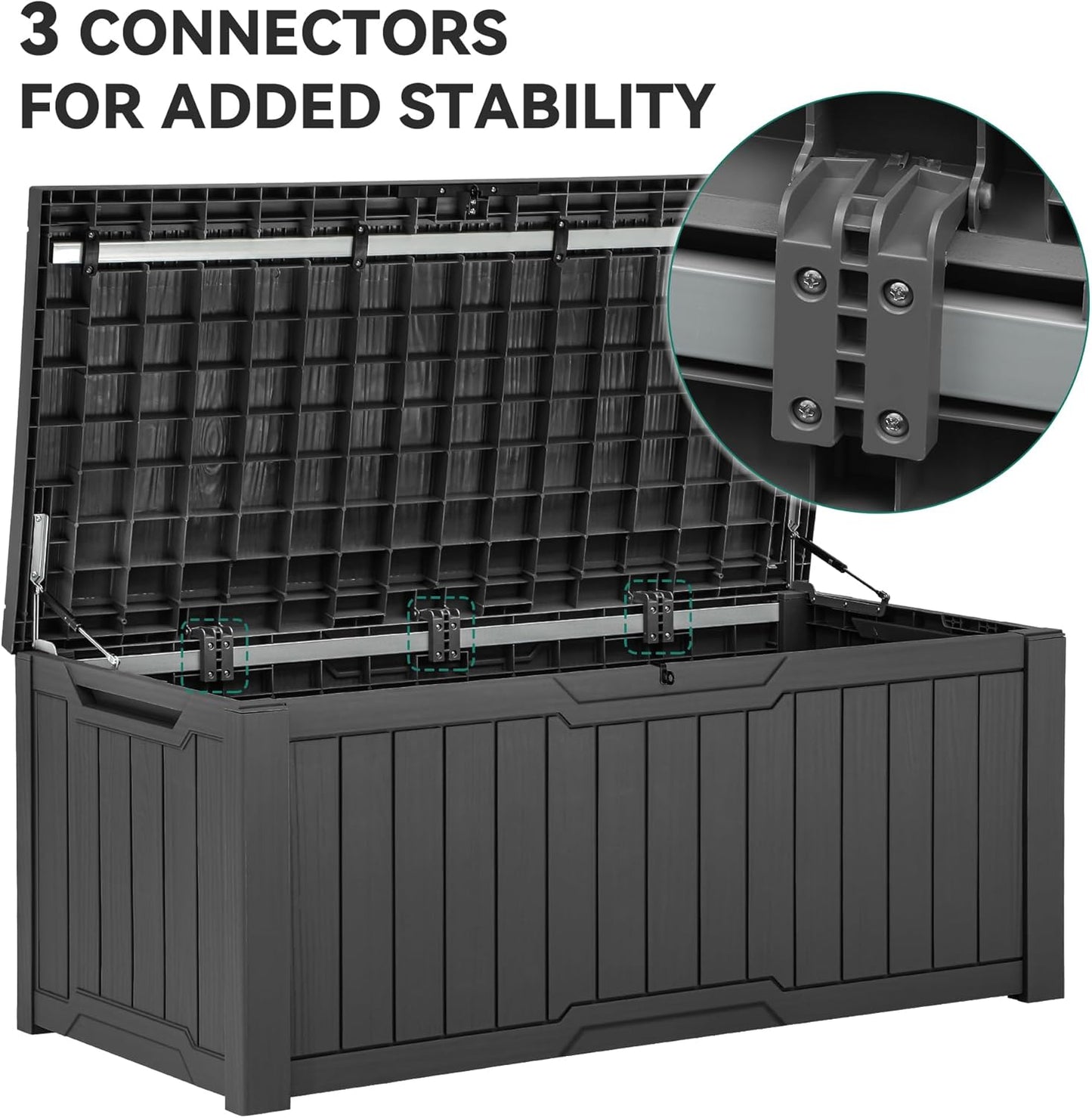 YITAHOME 120 Gallon Large Deck Box, Resin Outdoor Storage Box for Outdoor Pillows, Garden Tools and Pool Supplies, Waterproof, Lockable, Dark Gray