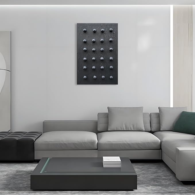 NANKAI Art Hand Painted Black Thick Texture Abstract Art Oil Painting Contemporary Minimalist Art Office Corridor Living Room Wall Decoration Painting 36x24 inches
