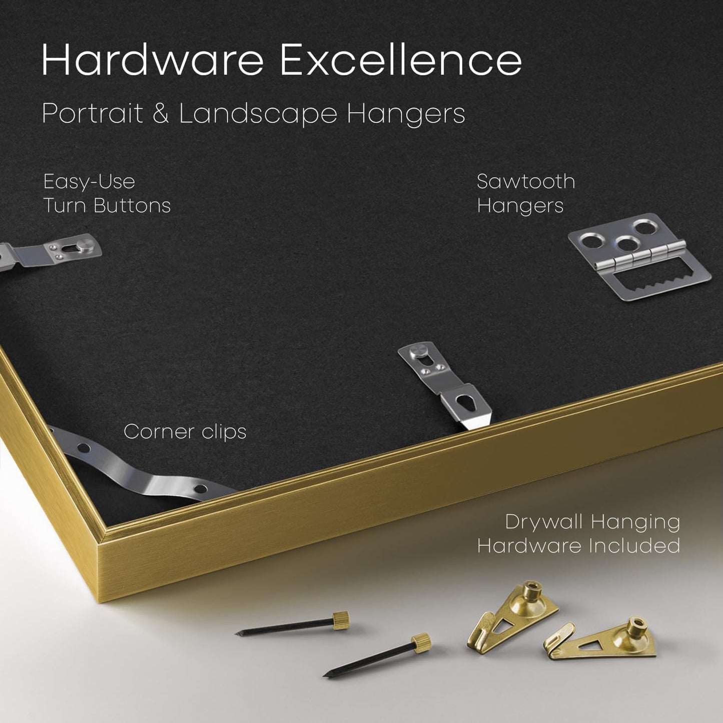 Homeforia 22x28 Picture Frame Gold, High End Metal 22 x 28 Large Poster Frames with Mat 18 by 24 for Photo, 22x28 Gold Frame Matted to 18x24 inch Print, 28x22 Frame, Tempered Glass, Wall Kit, Set of 1