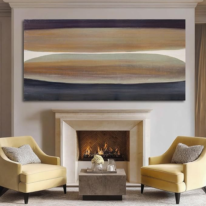 SHEYOYE Brown Wall Art Decor, Large Abstract Canvas Wall Art, Wall Hanging Decor for Dining Room, Aesthetic Posters and Modern Wall Decor 29" x 58"