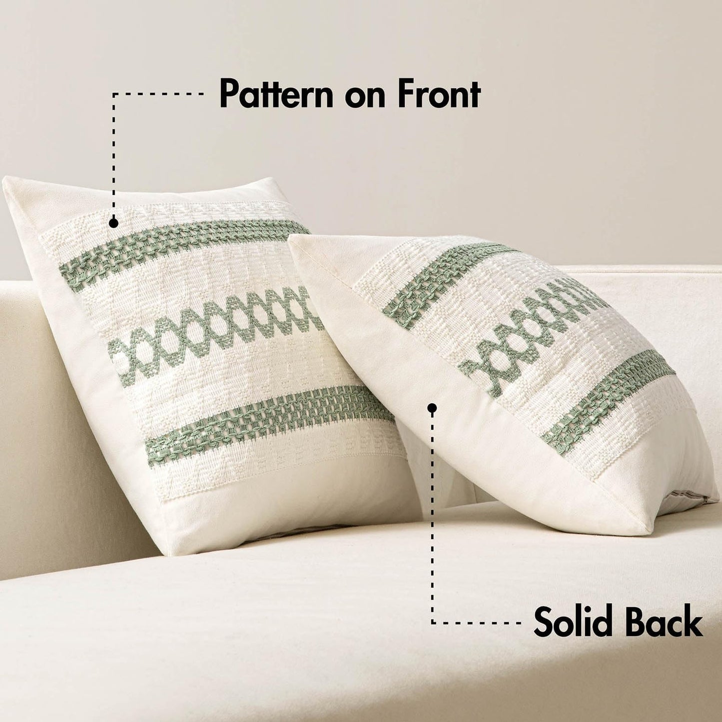 MIULEE Set of 2 Sage Green Boho Decorative Lumbar Pillow Covers 12x20 Inch Farmhouse Rustic Couch Throw Pillows Modern Summer Cushion Covers Retro Cute Macrame Woven Home Decor for Bed Sofa Chair