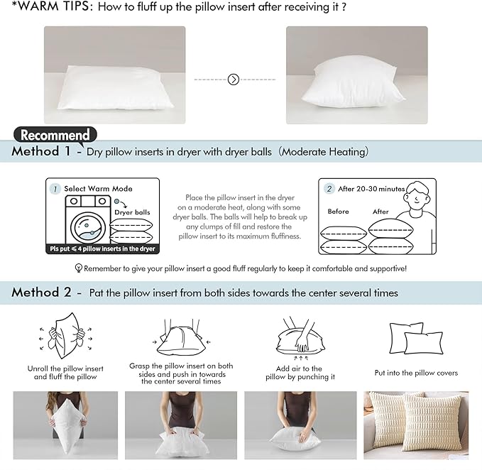 MIULEE Pack of 4 12x20 Pillow Inserts, Premium Feather and Down Decorative Throw Pillows, Fluffy and Choppable, Cotton Fabric for Sofa Bed Couch