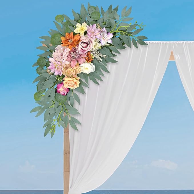 Wedding Arch Faux Flowers Set of 2, Pinkish Purple Artificial Flower for DIY Wedding Arch Decorations Welcome Signs, Reception Photo Backdrop Decor (Pinkish Purple)