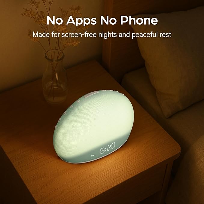 HOUSBAY Sunrise Alarm Clock, White Noise Sound Machine for Bedroom | Natural Wake-Up Light with Gentle Alarm Sounds, 20 Soothing Sleep Aids, Dimmable Display, Screen-Free Design - Teal