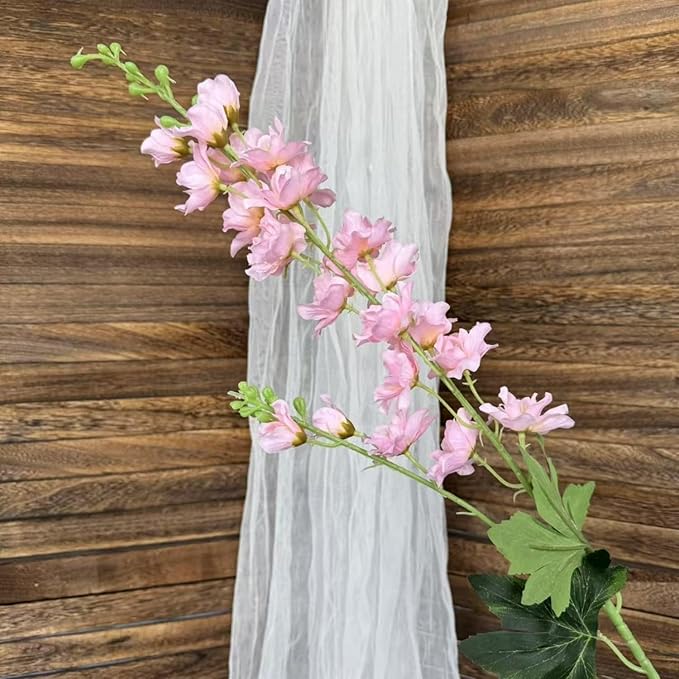 8 pcs Pink Delphinium Artificial Flowers, 34.25''Artificial Snapdragon Flowers Tall Fake Flowers Silk Flowers Faux Delphinium Bulk for Tall Vase Home Wedding Garden Table Decor (Pink)