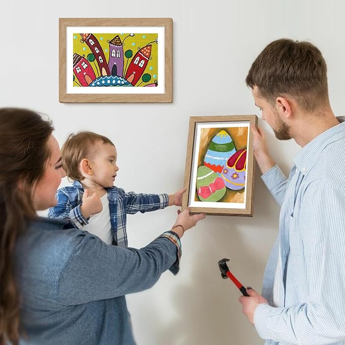 4 Pack Kids Artwork Frames Changeable 8.5 x 11 Inch Children Art Projects Kids Art Frames Front Opening Picture Display Frame, Wood