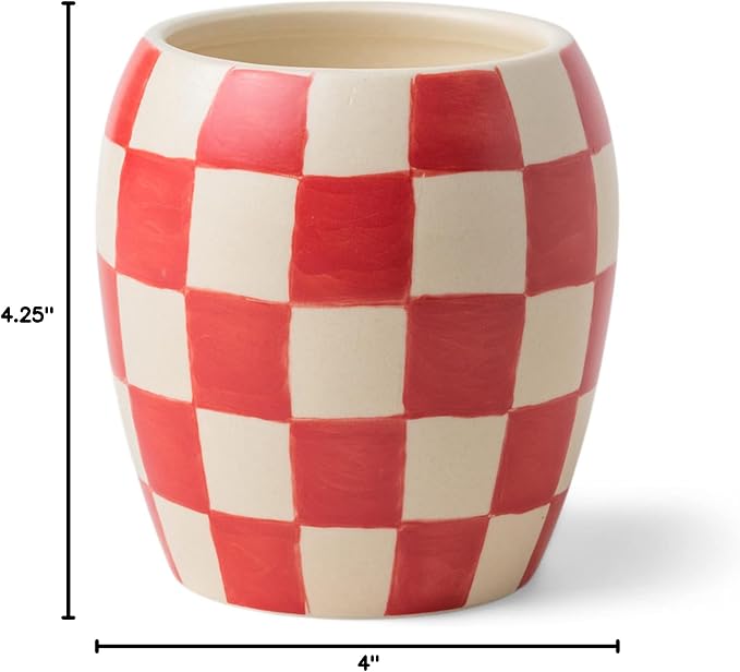 Paddywax Checkmate Hand Painted Scented Candle in Reusable Porcelain Jar, Clean-Burn Soy Candle with Approx. 55 Hour Burn Time, Decorative Gift Candles for Home, Rose + Santal, 11 oz