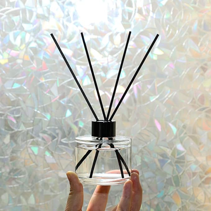 4PCS Fragrance Glass Diffuser Bottles, Refillable Diffuser Bottles with 20pcs Reeds Sticks & Black Caps & Funnel, Diffuser Jars for Home Oil Fragrance Decoration Girl Women Gift (200ML)