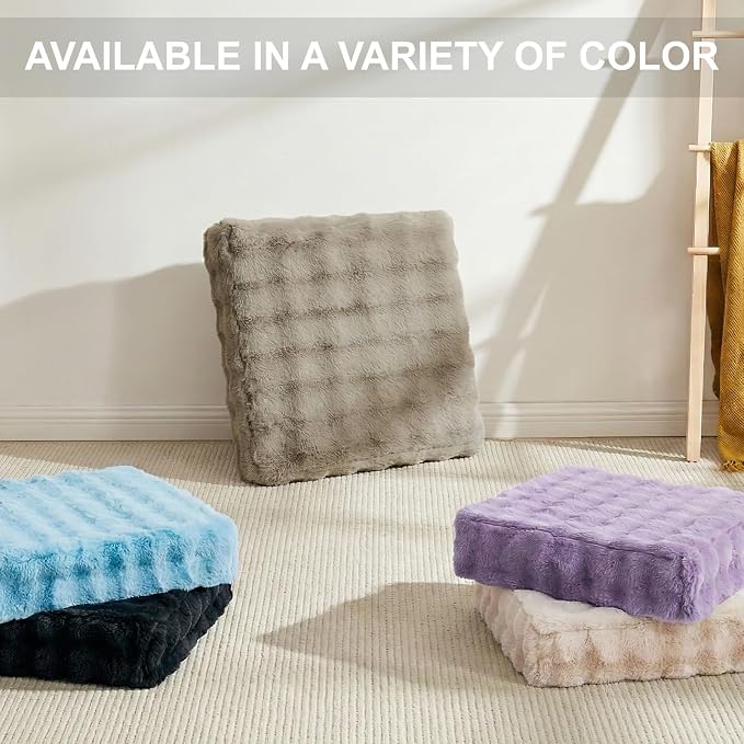 JKMAX 2 Pcs High Density Foam Floor Pillow - Upgraded Large Pillows Seating for Adults - Outdoor Floor Cushion with Soft Tufted Cover - Yoga Pillows for Sitting On Floor - 22 Inch Sky Blue