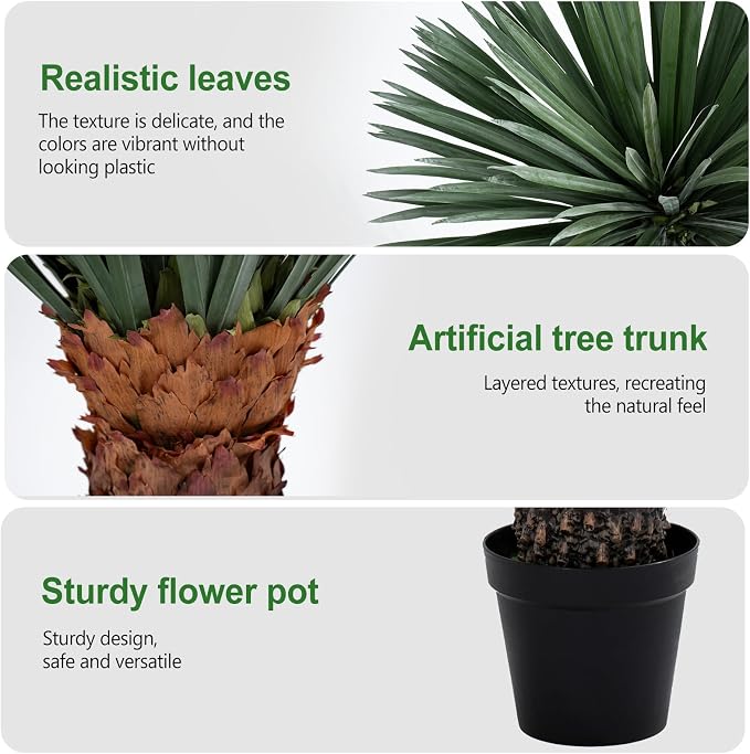 Artificial Agave Plant Black Pot 37 Inch Tall Faux Agave with Removable White Coating Realistic Fake Floor Plant Indoor Outdoor Front Porch Patio Doorstep Home Office Hotel Desert Style Decor