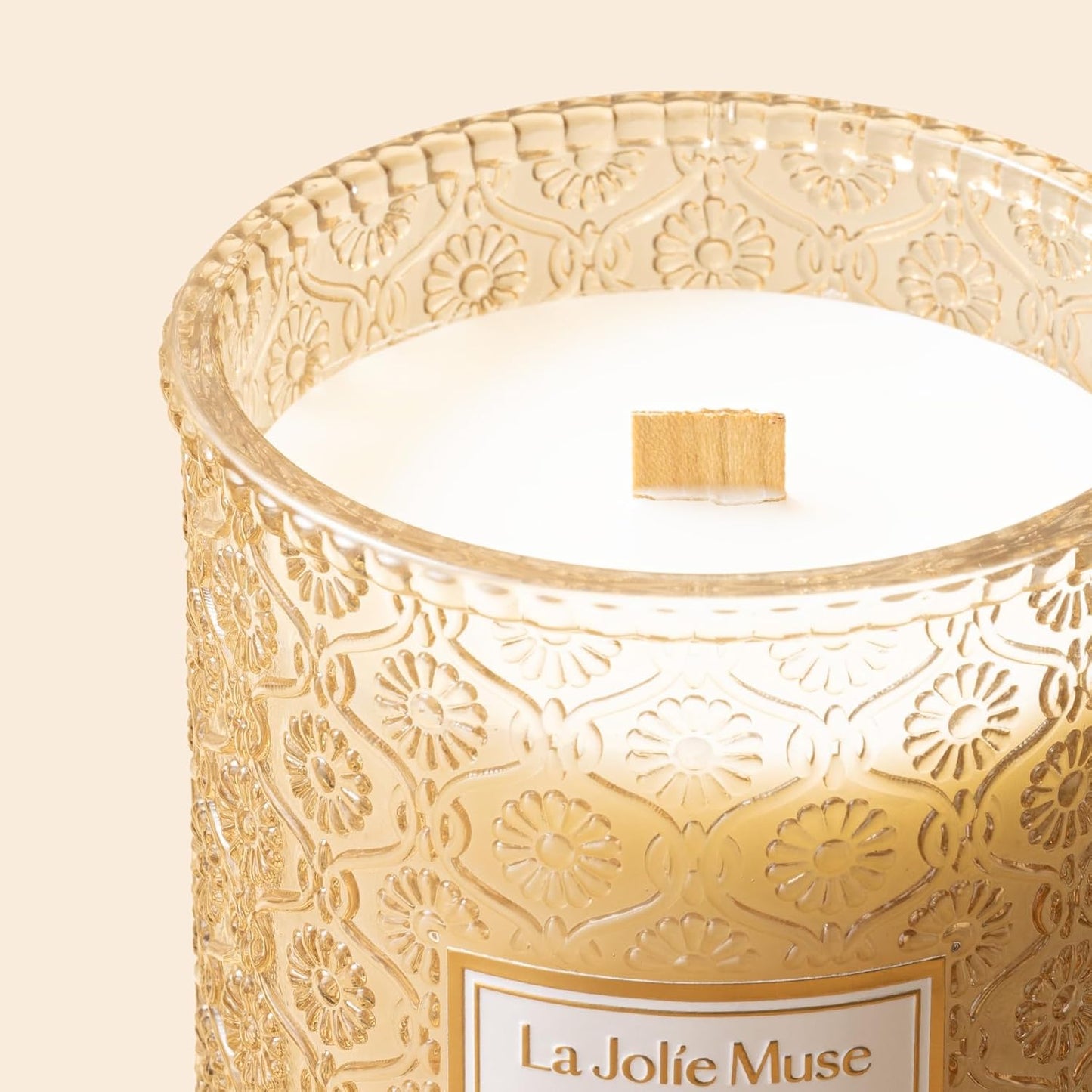 LA JOLIE MUSE Fall Candle | Ginger & White Musk Candle – Ginger, Lemongrass & Musk | 19 oz Wooden Wick | Natural Soy Wax | 90 Hours Clean Burn | Gift-Ready for Fall Transitions| Seasonal Home Décor
