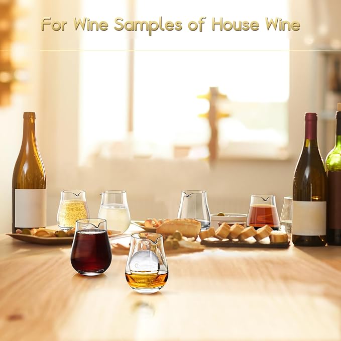 NUTRIUPS Mini Wine Carafe Set - Individual Serving Glass Decanters for Single Servings (Set of 6, 6.5oz)