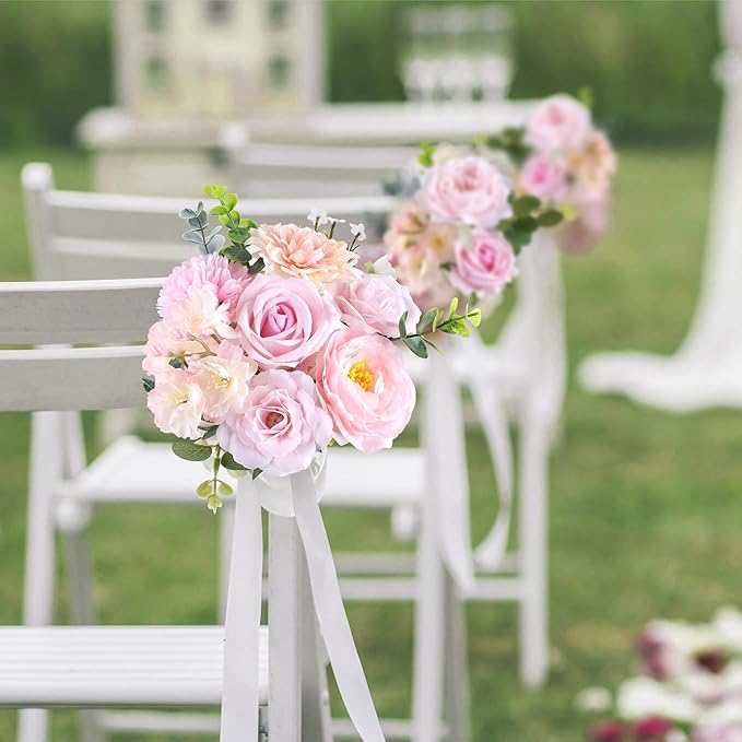 Rose Artificial Flowers Combo Fake Flowers Rose Silk Flowers with Stems for DIY Wedding Bouquets Centerpieces Arrangements Table Decor Valentine's Day Bridal Baby Shower Party Home Decor(Nude Pink)