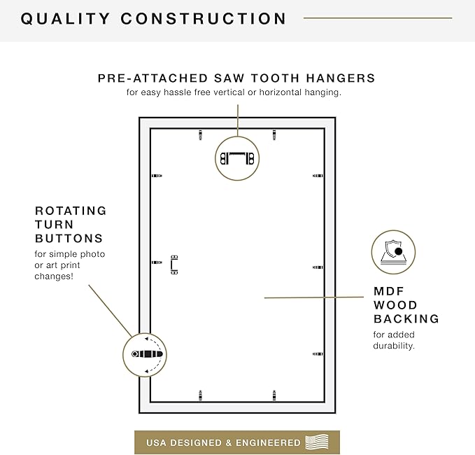 MCS Studio Gallery 14x22 Poster Frame Black Woodgrain Engineered Wood, Vertical & Horizontal Wall Hanging Large Picture Frame for Photos, Posters & Art Prints (1-Pack)