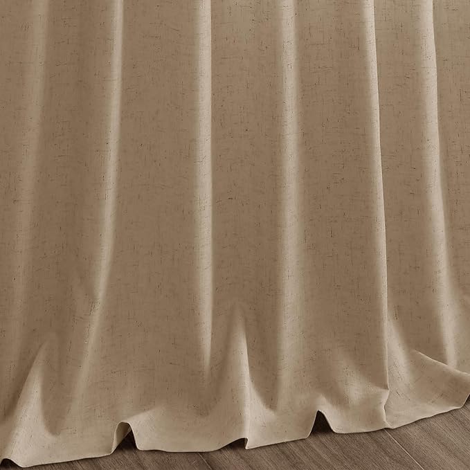 Sand Beige Linen Curtains for Living Room 94 Inches Long Simple Modern Light Filtering Semi Sheer Curtain Back Tab Rustic Farmhouse Luxury Home Decor Drapes for Bedroom Dinner Room 52x94, 2 Panels