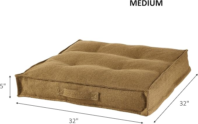 Square Tufted Floor Pillow with Removable Cover, Moss, Medium (32")