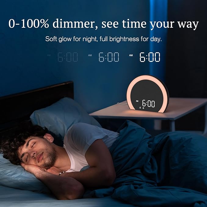 ANJANK Super Loud Alarm Clock with Wireless Bed Shaker, Vibrating Dual Alarm with Light Wake Up for Heavy Sleepers & Hearing Impaired, 9-Color Night Light, 5 Sounds, 0-100% Dimmer, USB Charger