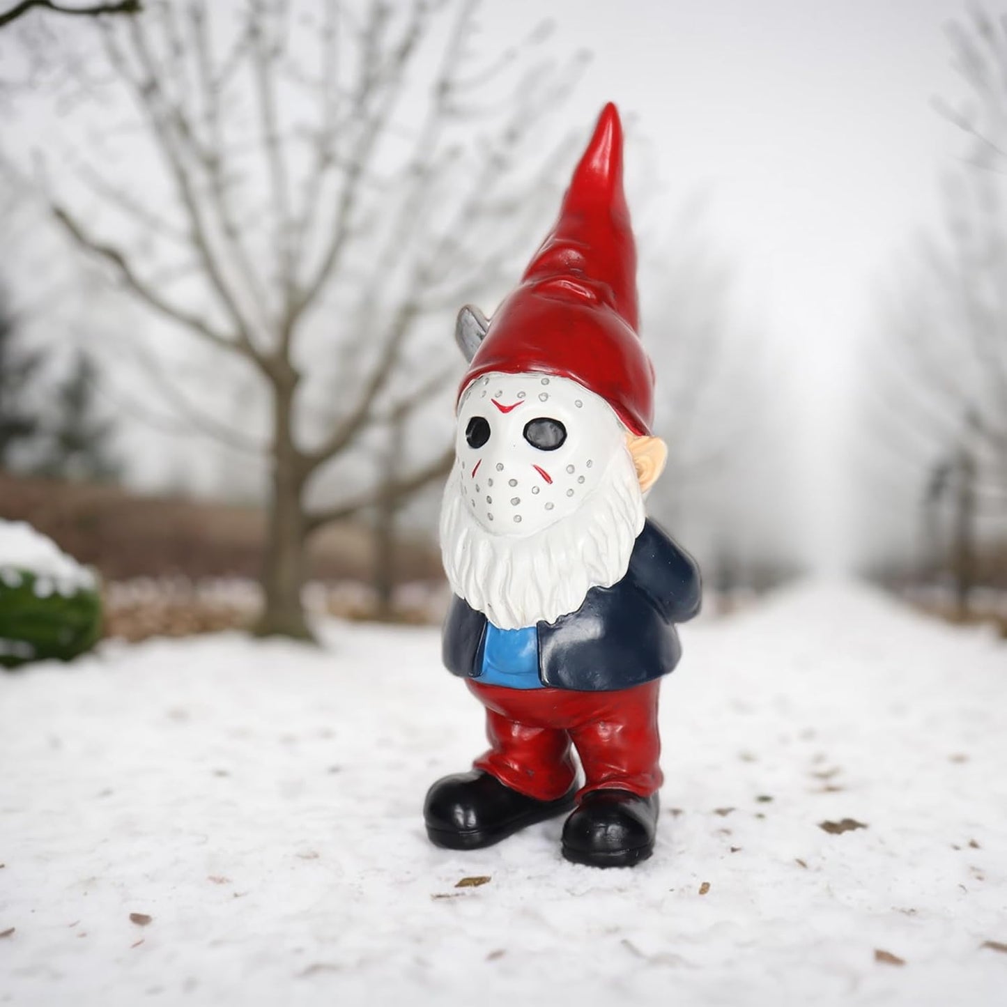 Horror Garden Gnome Decor - 5.5" Halloween Outdoor Statue, Spooky Valentines Gifts & Creepmas Collectible (Weatherproof Resin)