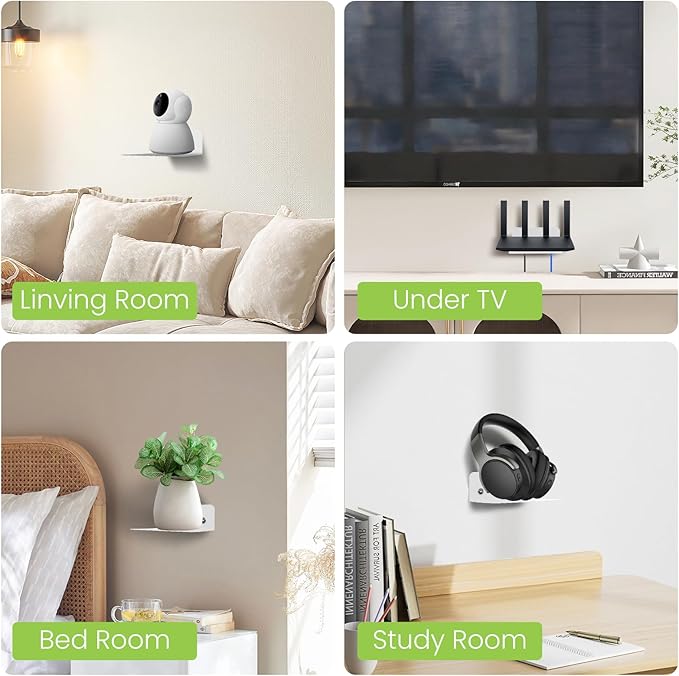 Steel Floating Shelves for Wall,Small Wall Shelf,Suitable for Bedroom, Living Room, Bathroom, Kitchen, Office (White, 2Pack 4.72x6.1 in)