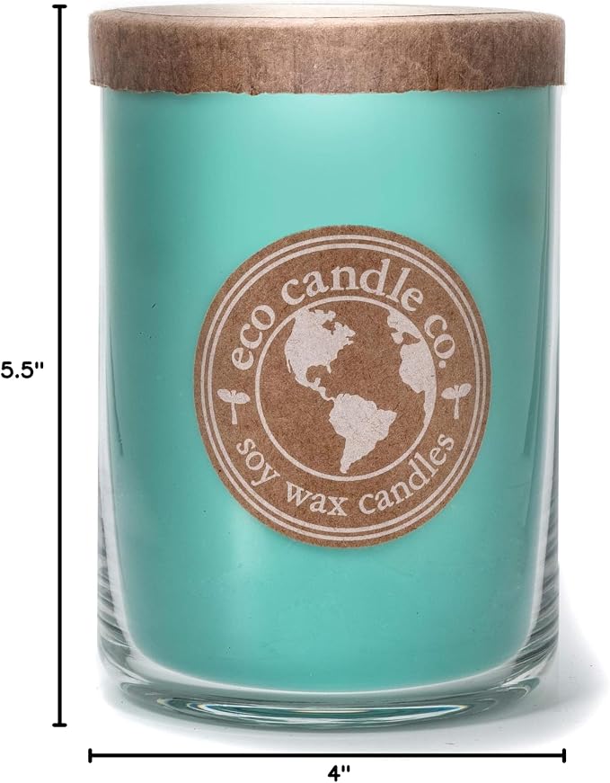 ECO CANDLE CO. Recycled Candle, Ocean Waves, 26 oz. - Scents of Marine Air, Citrus, & Musk - 100% Soy Wax, No Lead, Kraft Paper Label & Lid, Hand Poured, Made from Midwest Grown Soybeans