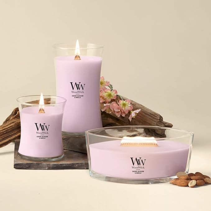 WoodWick Cherry Blossom & Vanilla Medium Hourglass Scented Candle