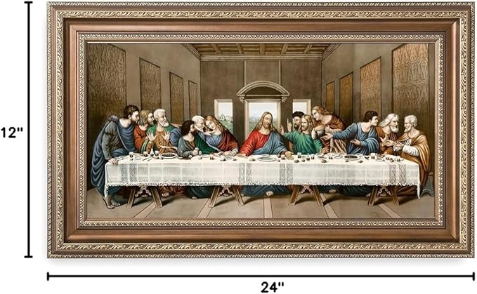 DECORARTS -The Last Supper, Leonardo da Vinci Classic Art Reproductions. Giclee Print& Museum Quality Framed Art for Wall Decor. 24x12, Framed size: 29x17