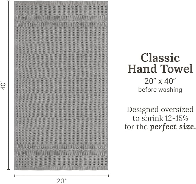 GILDEN TREE Waffle Hand Towels for Bathroom Quick Dry Towel Super Absorbent Thin 100% Cotton Lint Free, Hand Towels for Bathroom Set of 2, Classic Style (Pewter)