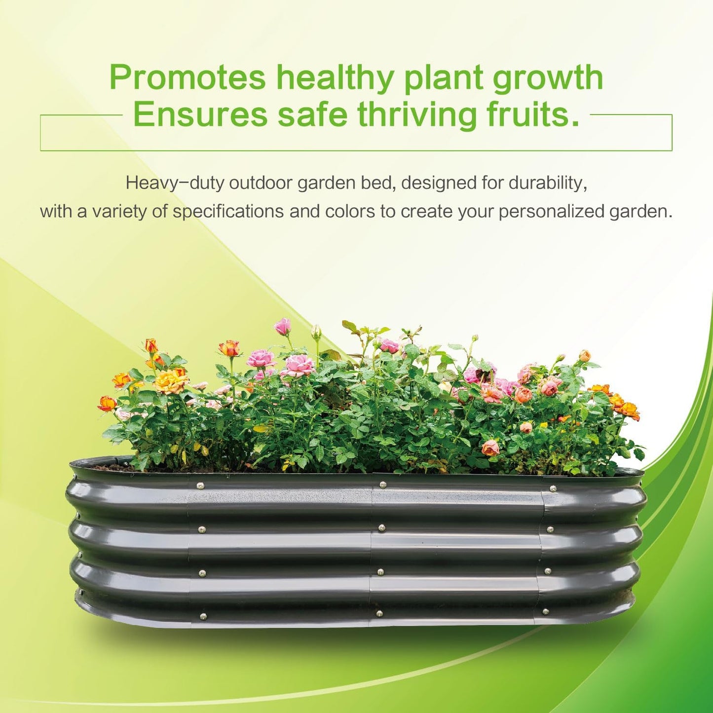 Gardmax Galvanized Raised Garden Bed, Lightweight Planter Boxes Outdoor with Easy Assembly, Large Garden Bed for Vegetables, Fruits, Flower Dark Grey