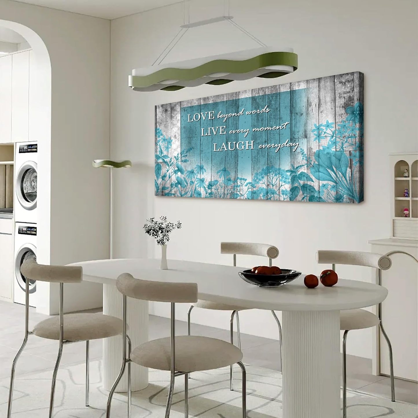 Cao Gen Decor Art S07062 Wall Art Motivational Quotes Canvas Prints 1 Panels Teal Flowers Abstract Pictures Paintings Stretched and Framed for Living Room Bedroom Kicthen Office Artwork