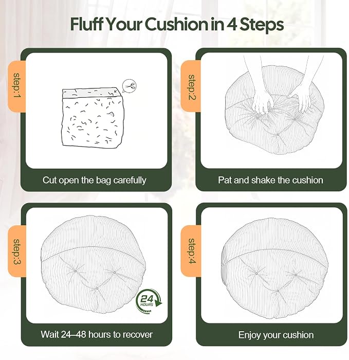 Meditation Cushion, 32 Inch Large Round Floor Pillow, Green | Soft Tufted Corduroy Meditation Pillow for Adults with Handle for Yoga, Cozy Meditation Mat for Reading and Tatami Seating