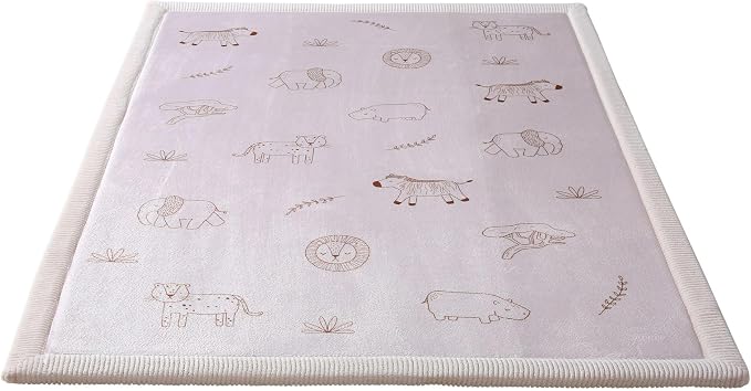 Hakuna Matte CloudSoft Baby Play Mat for Floor 47" x 67" Safari Animals | Coral Velvet high-density foam Rug for Crawling Cozy Play – Non-Slip, Water-Resistant, Easy-Care Tummy Time Mat