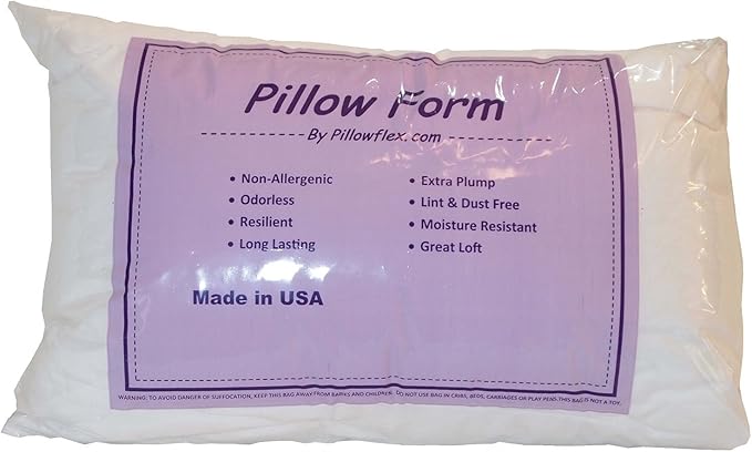 Pillowflex Premium Polyester Pillow Insert – 16x26 - Rectangle Pillow Form, Machine Washable, Soft Sham Supports, Decorative Form for Covers and Throw Pillows, Hypoallergenic - Made in USA - 2 Pack