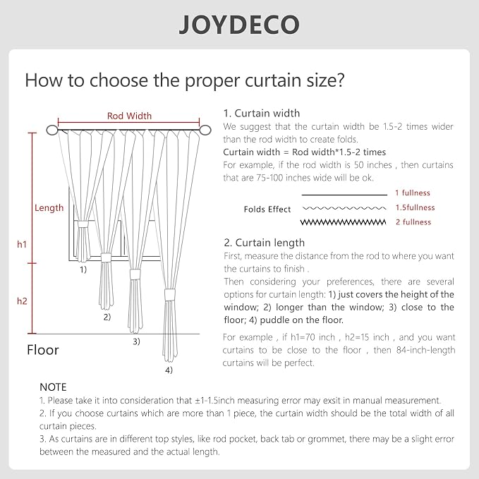 Joydeco Faux Linen Curtains 72 Inch Length 2 Panels Set, Light Filtering Curtains for Bedroom, 52 Inches Wide Living Room Drapes with Rod Pockets (52x72 inch, Birch)