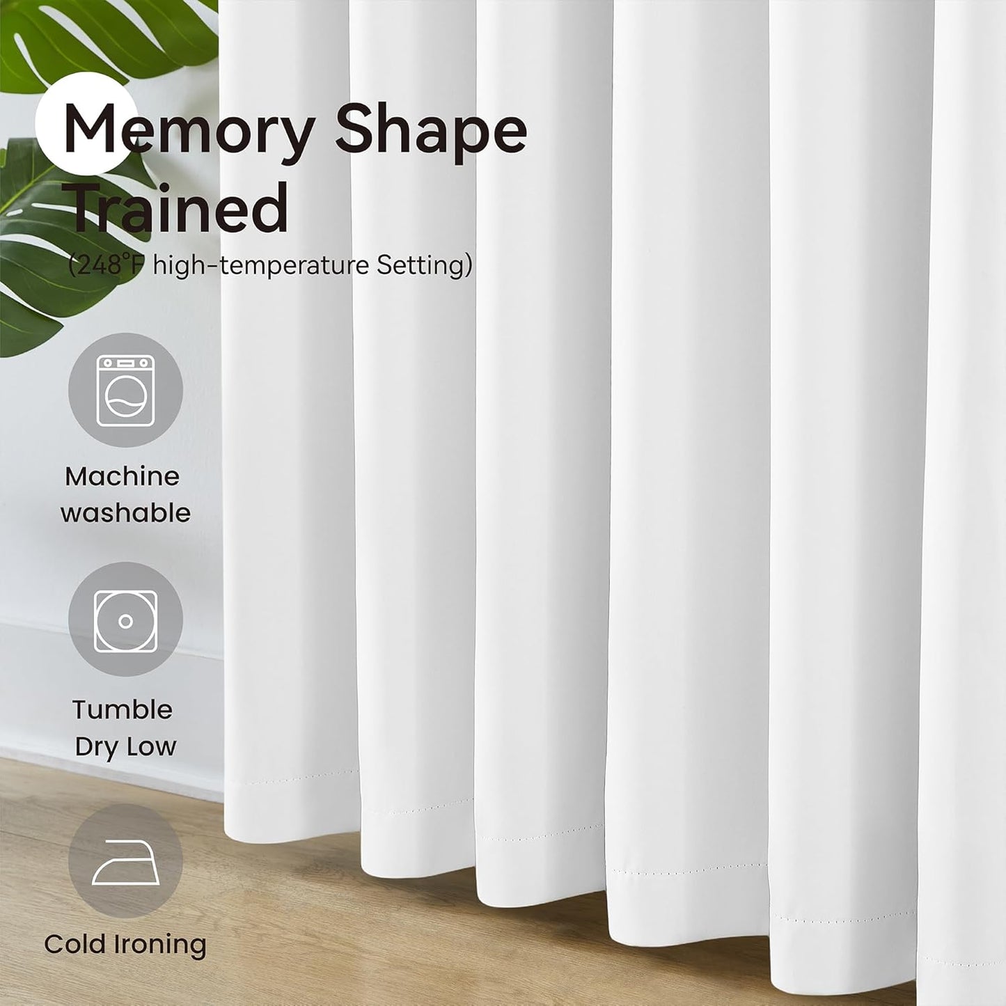KangBang White Pinch Pleat Curtains 96 Inches Long for Living Room, Light Blocking Thermal Solid Pleated Curtain Panels with Hooks for Baby’s Crib Dorm, Soft & Vertical Home Decor, W40xL96,2 PCs