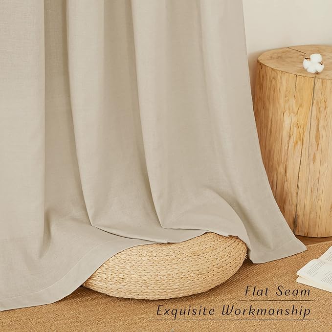 NICETOWN Angora Linen Doorway Curtains 80 inches Long, Grommet Thick Linen Weave Semi Sheer Window Treatments Privacy Assured with Light Filtering for Bedroom/Side Door, W34 x L80