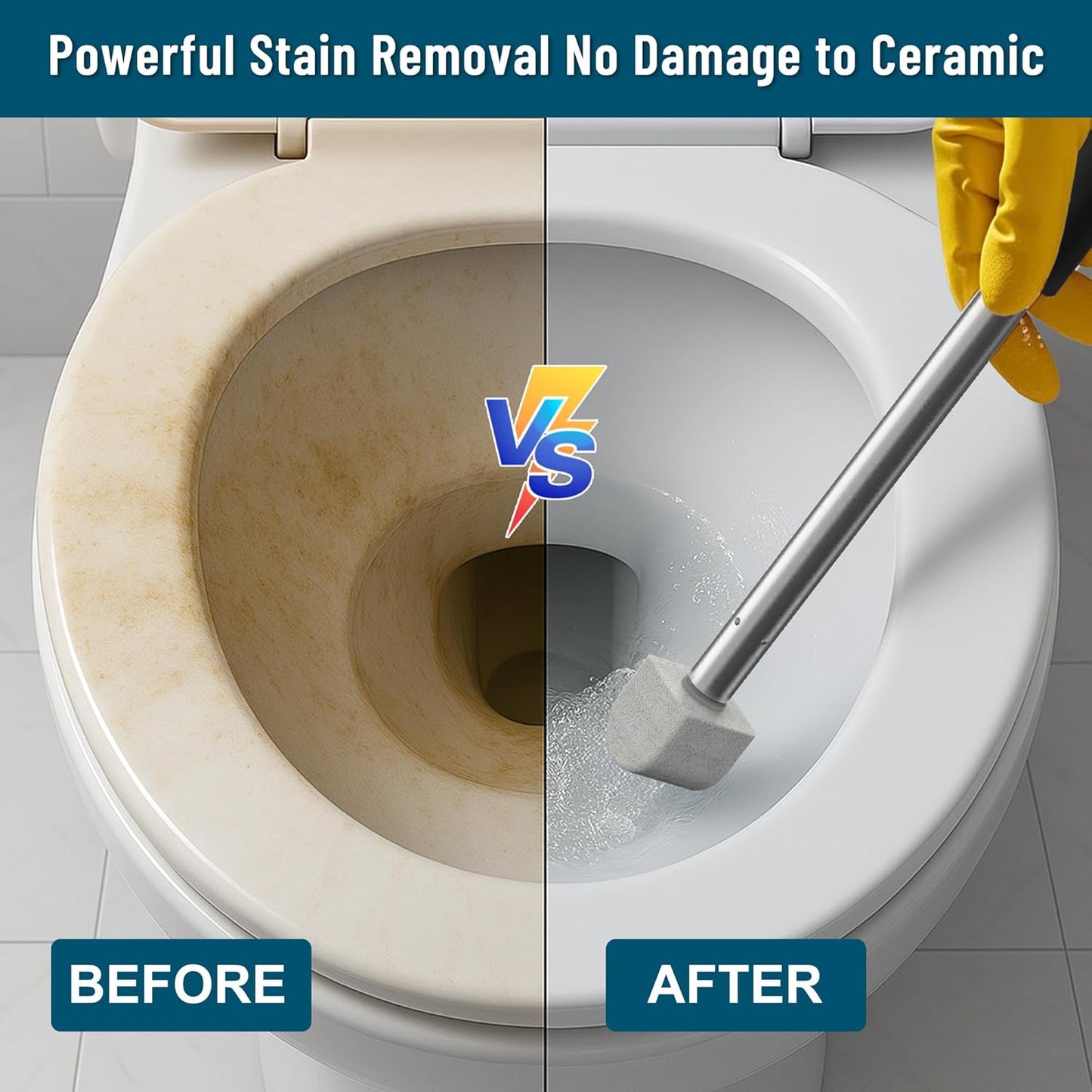 2025 New Pumice Toilet Cleaner 17inch with Handle - Toilet, Pool & Tub Hard Water Stain Remover (1handle+8pumice)