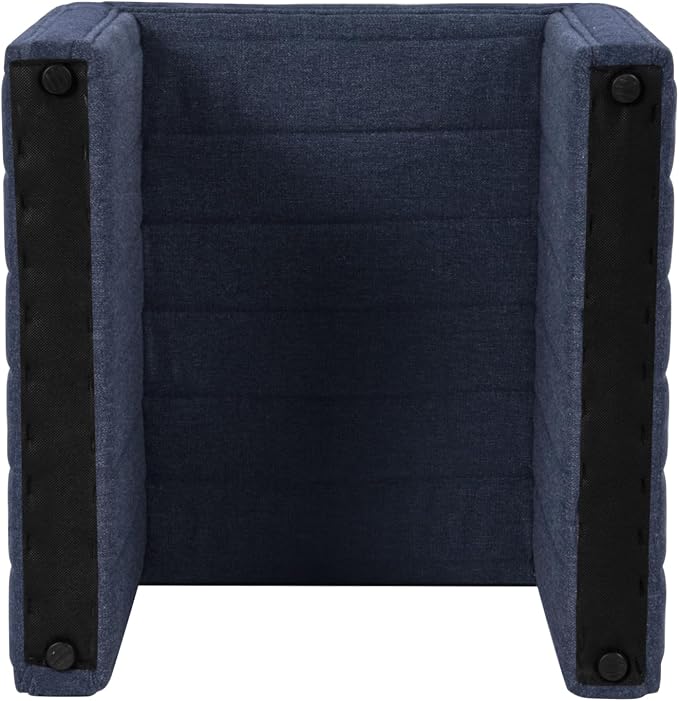 HomePop 19" Modern Channel Tufted Ottoman - Blue Woven Fabric