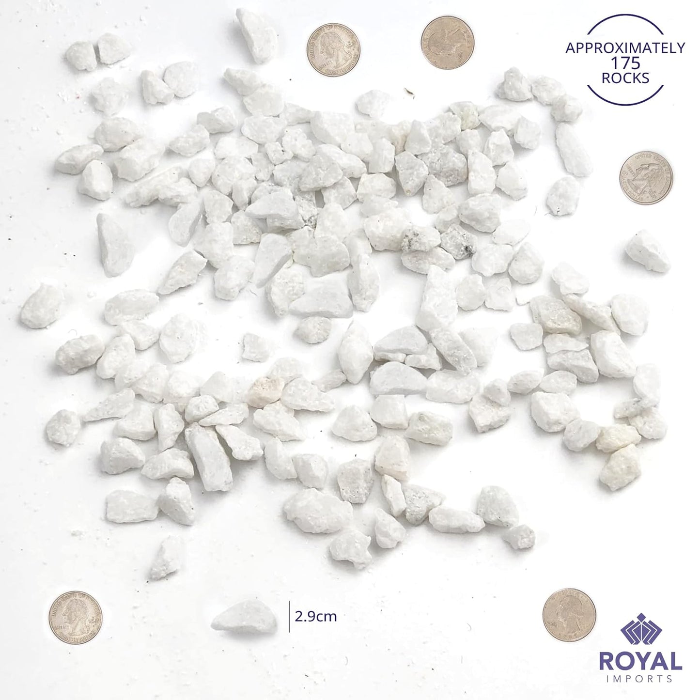 Royal Imports 5LBS River Pebbles Decorative Ornamental Rocks, Garden Landscaping Stones, Gravel Filler for Plants, Vases, Succulents, Home Decor, Aquariums, Crafting, Animal Habitat - Mini White