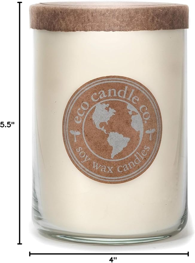 ECO CANDLE CO. Recycled Candle, Clean Sheet Day, 26 oz. - Scents of Clean Linens - 100% Soy Wax, No Lead, Kraft Paper Label & Lid, Hand Poured, Phthalate Free, Made from Midwest Grown Soybeans