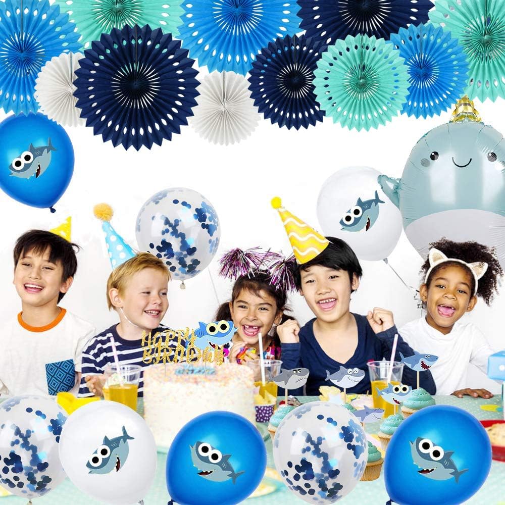 BEISHIDA Blue White Hanging Honeycomb Round Paper Fans Decoration Kit for Baby Boy Shower 1st Birthday Navy Ocean Wedding Under The Sea Theme Photo Booth Backdrops Paper Party Supplies(11packs)