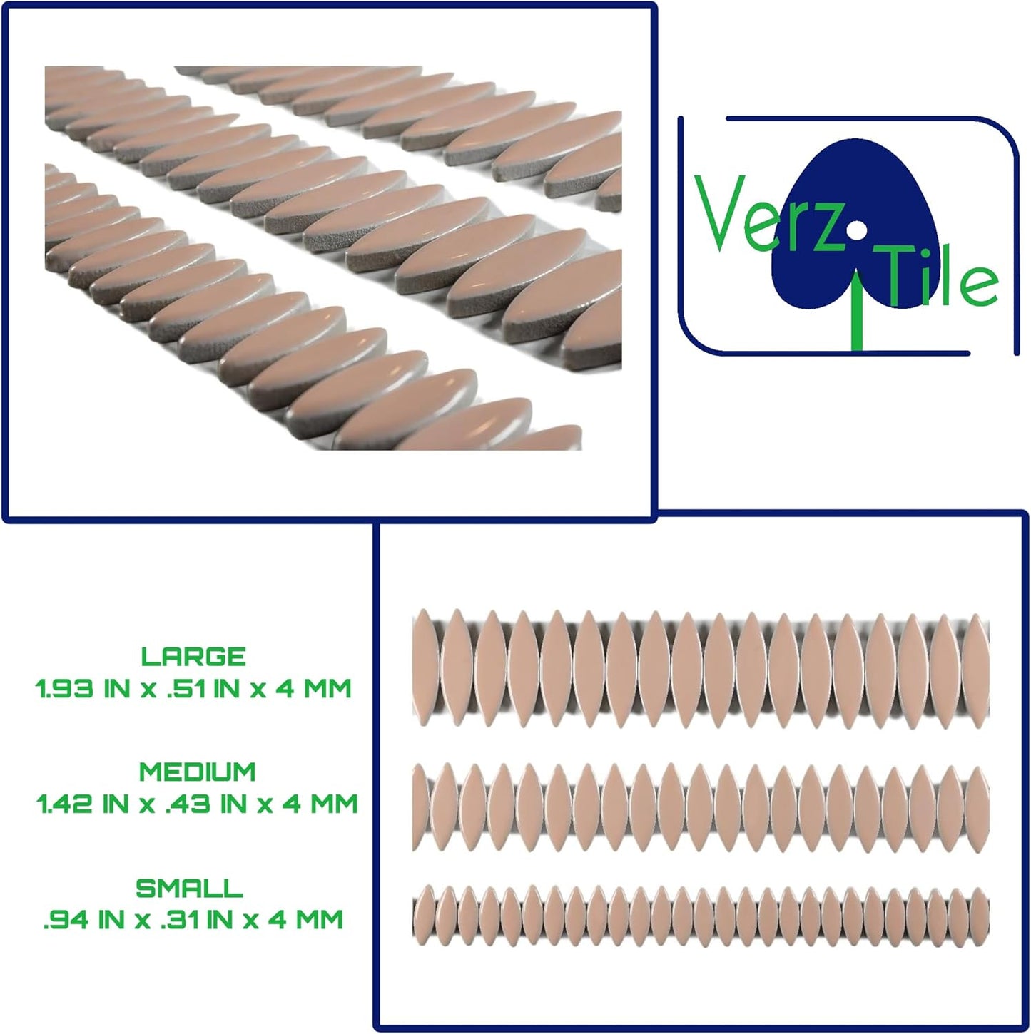 VerzTile Mosaic Tiles for Crafts - Petal Shaped Ceramic Tile Craft Hobbies & Art Projects 39 Color Options Endless Creativity DIY Design (Light Pink)